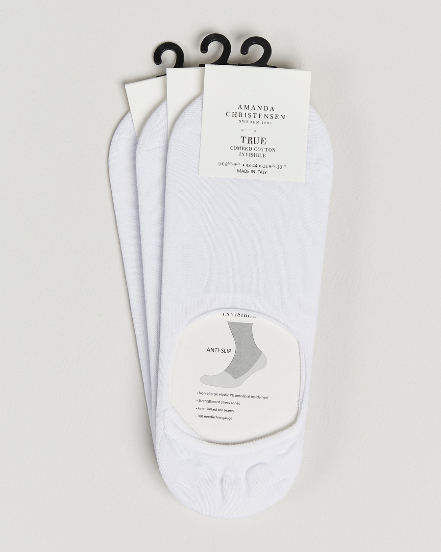 Heren | Ondergoed | Amanda Christensen | 3-Pack True Cotton Invisible Socks White