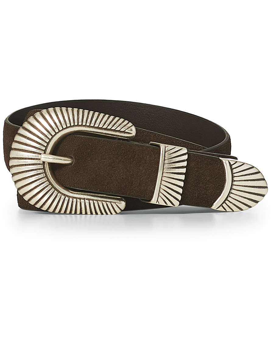 Homme | Anderson's Calf Suede 2,5 cm Buckle Belt Dark Brown | Anderson's | Calf Suede 2,5 cm Buckle Belt Dark Brown