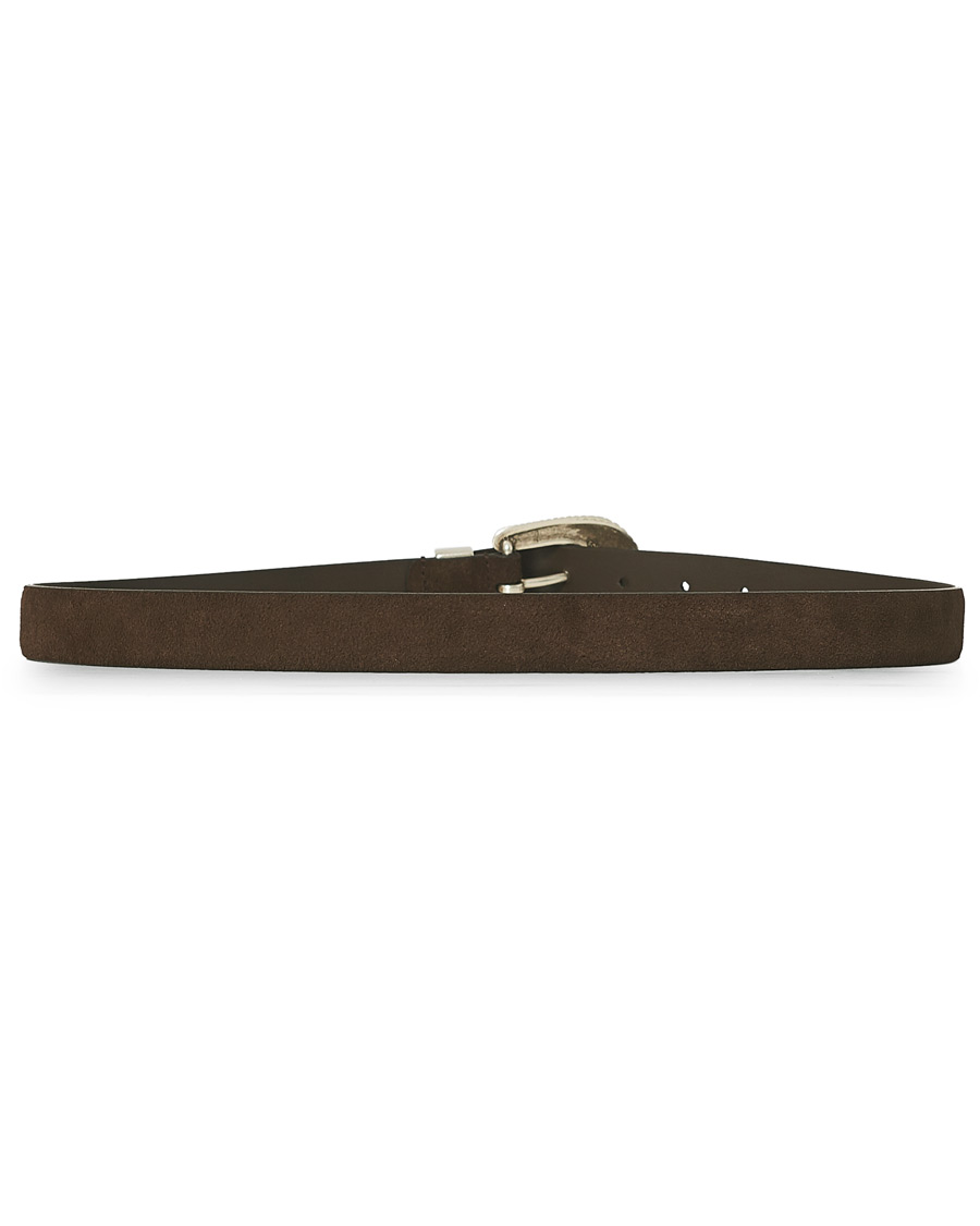 Homme | Anderson's Calf Suede 2,5 cm Buckle Belt Dark Brown | Anderson's | Calf Suede 2,5 cm Buckle Belt Dark Brown