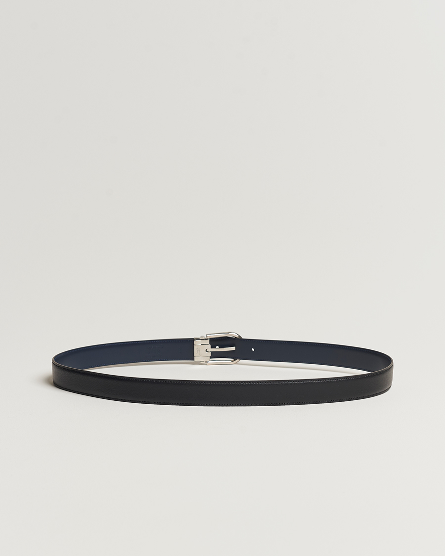 Homme | Ceintures | Montblanc | Reversible Horseshoe Leather Belt 30mm Blue/Black Grain