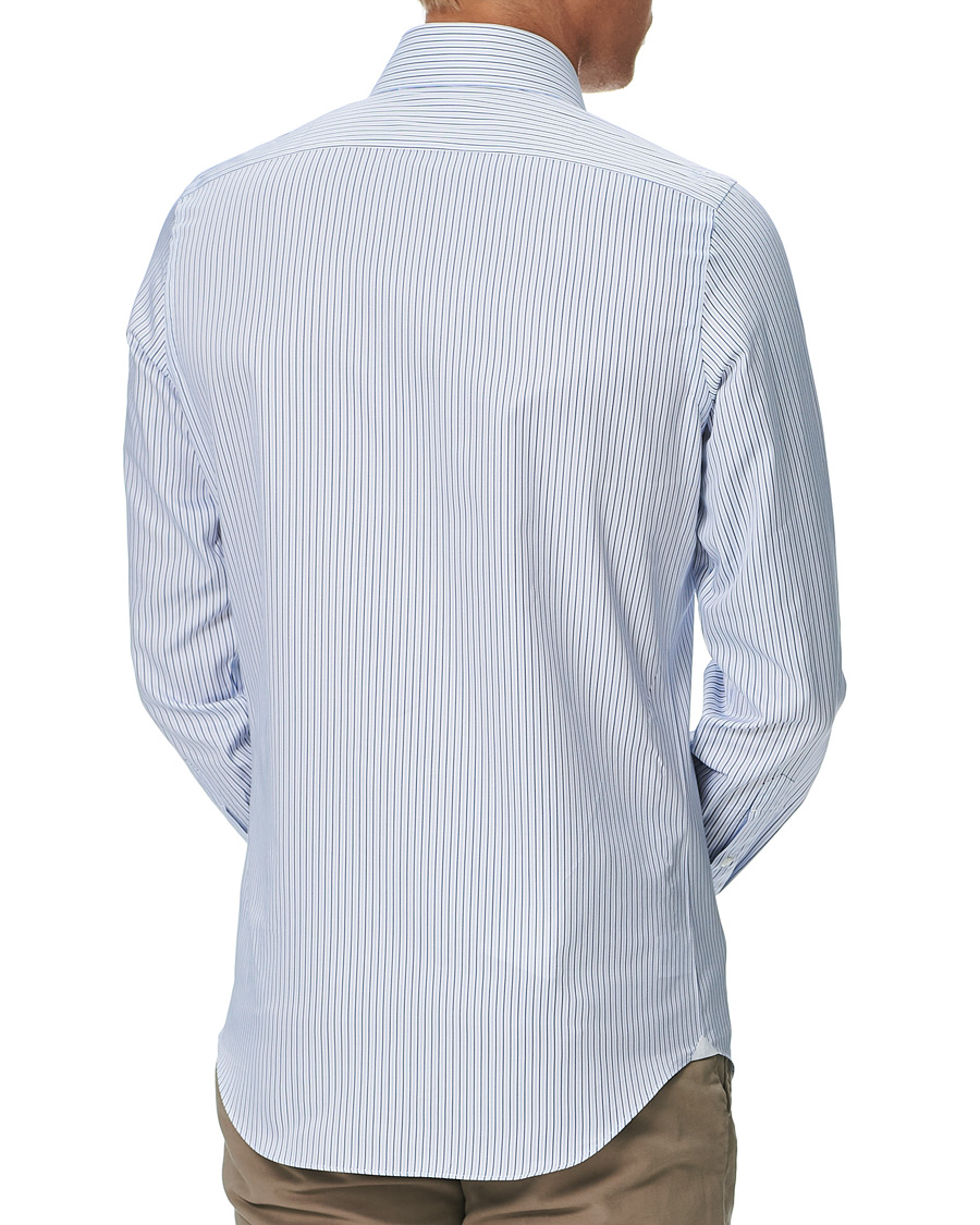 Homme | Chemises | Finamore Napoli | Milano Slm Fit Striped Poplin Shirt White/Blue