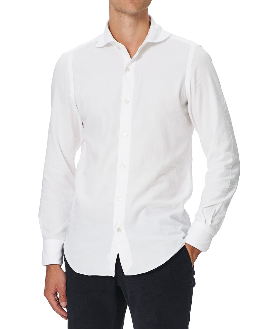 Homme | Chemises | Finamore Napoli | Tokyo Slim Fit Flannel Shirt White