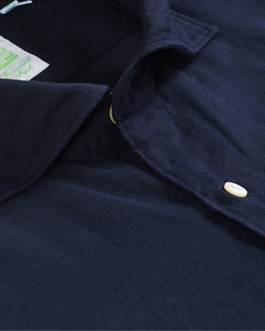 Homme | Chemises | Finamore Napoli | Tokyo Slim Fit Flannel Shirt Navy