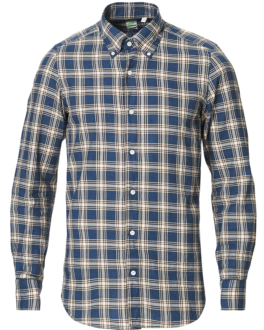 Homme | Chemises | Finamore Napoli | Tokyo Slim Fit Flannel Button Down Shirt Navy