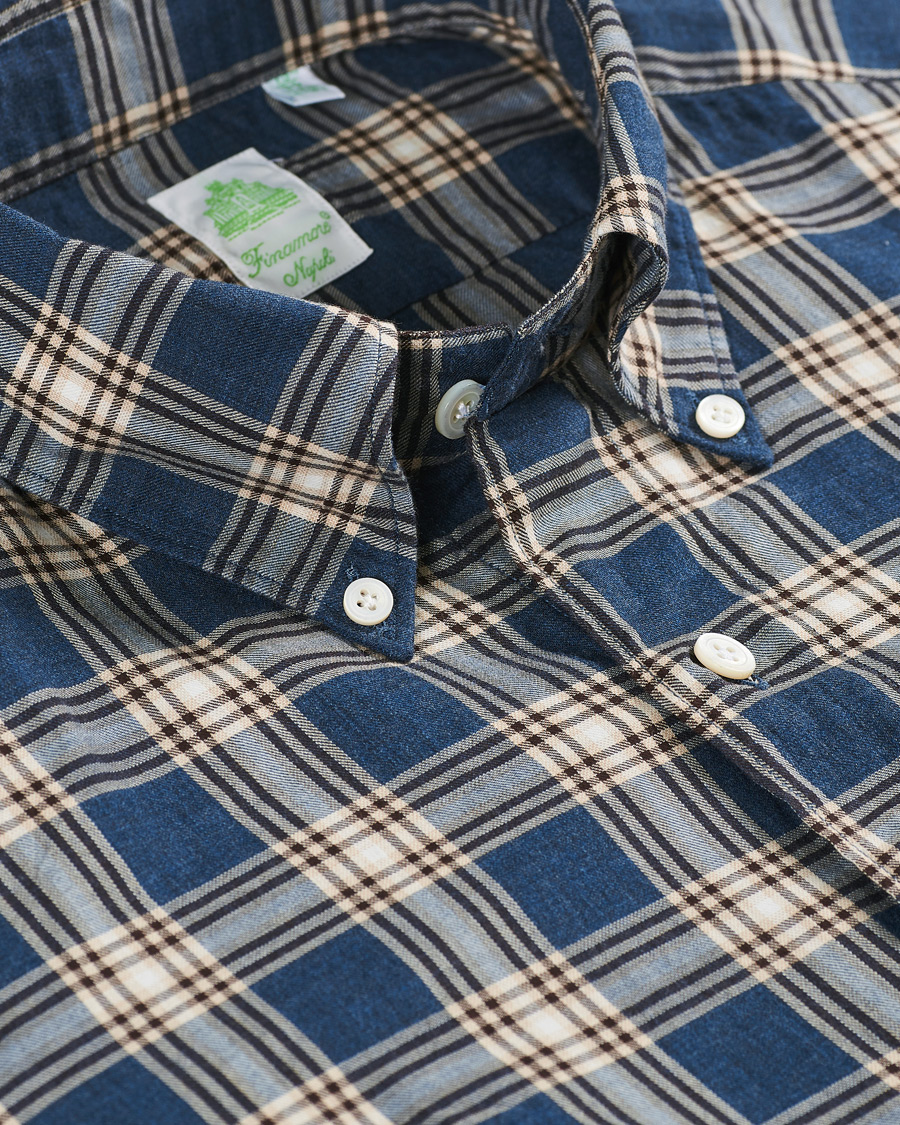 Homme | Chemises | Finamore Napoli | Tokyo Slim Fit Flannel Button Down Shirt Navy