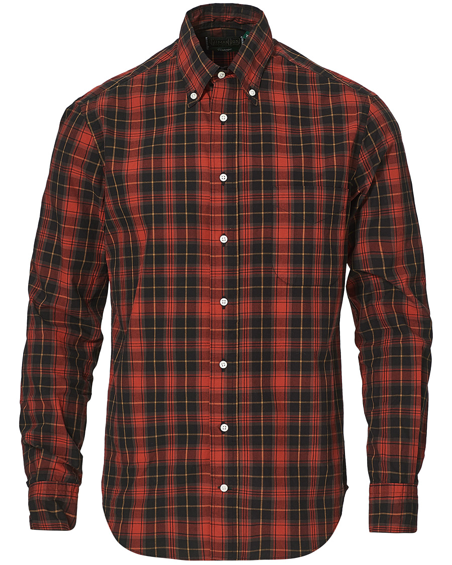 Heren | Overhemden | Gitman Vintage | Button Down Beefy Plaid Shirt Black/Red
