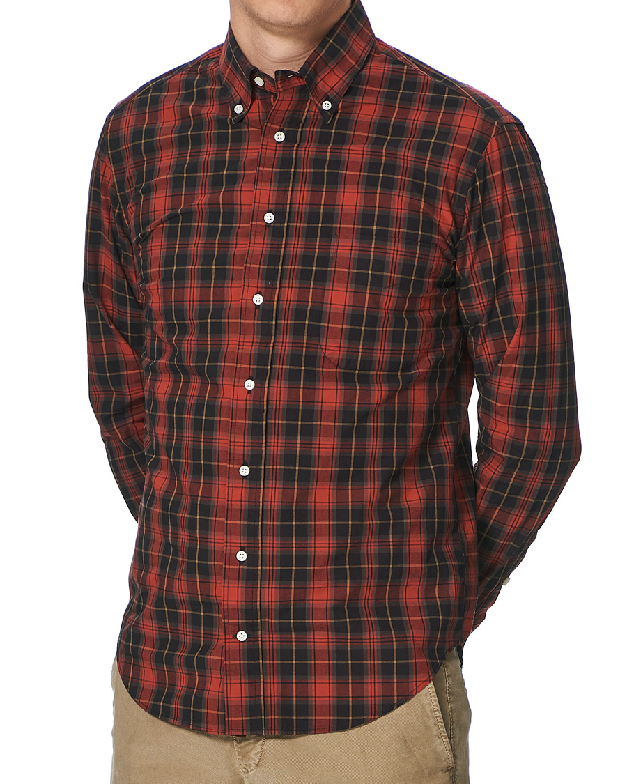 Heren | Overhemden | Gitman Vintage | Button Down Beefy Plaid Shirt Black/Red