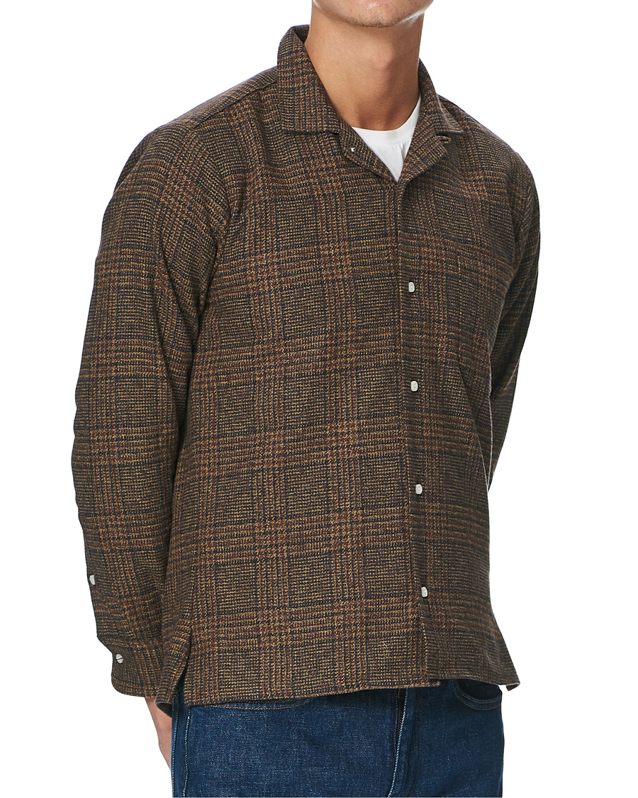 Homme | Chemises | Gitman Vintage | Camp Collar Tweed Check Shirt Brown