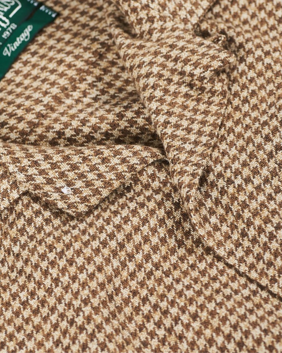 Homme | Chemises | Gitman Vintage | Camp Collar Houndstooth Flannel Shirt Beige