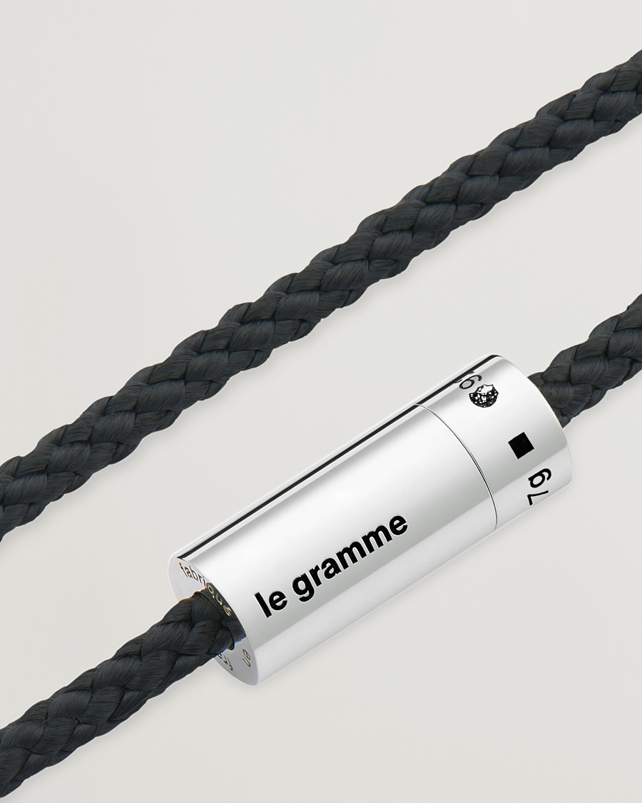Homme | LE GRAMME Nato Cable Bracelet Black/Sterling Silver 7g | LE GRAMME | Nato Cable Bracelet Black/Sterling Silver 7g