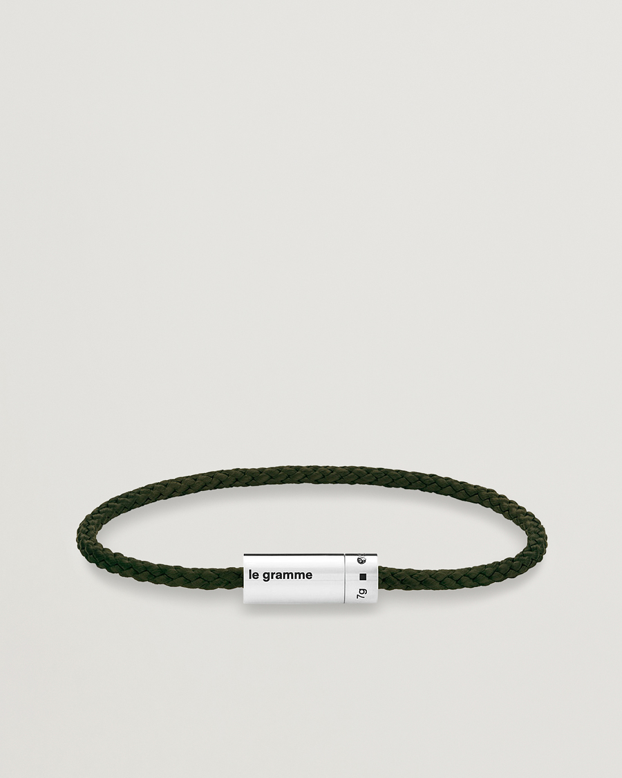 Homme | LE GRAMME Nato Cable Bracelet Khaki/Sterling Silver 7g | LE GRAMME | Nato Cable Bracelet Khaki/Sterling Silver 7g