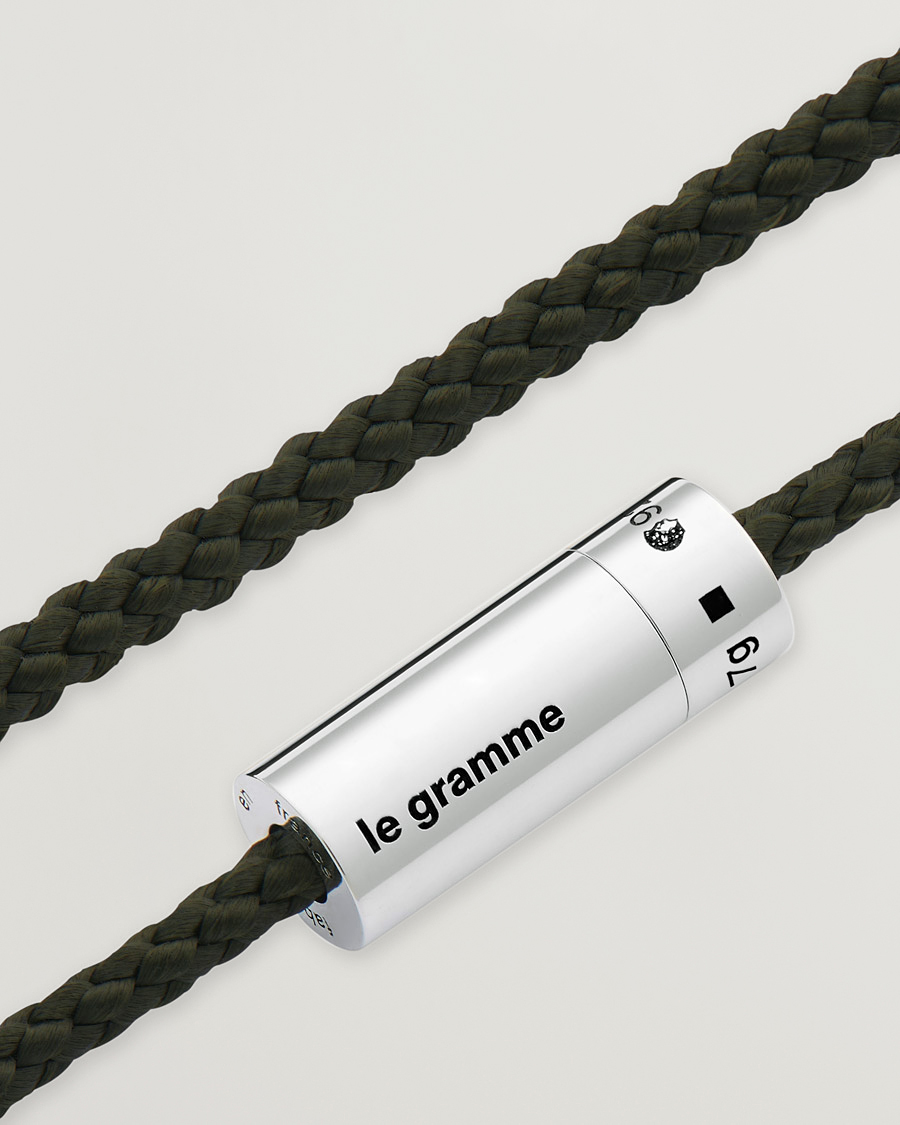 Homme | LE GRAMME Nato Cable Bracelet Khaki/Sterling Silver 7g | LE GRAMME | Nato Cable Bracelet Khaki/Sterling Silver 7g