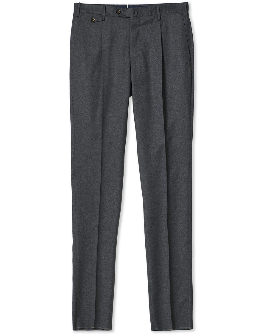 Homme | Pantalons | PT01 | Gentleman Fit Pleated Flannel Trousers Grey Melange