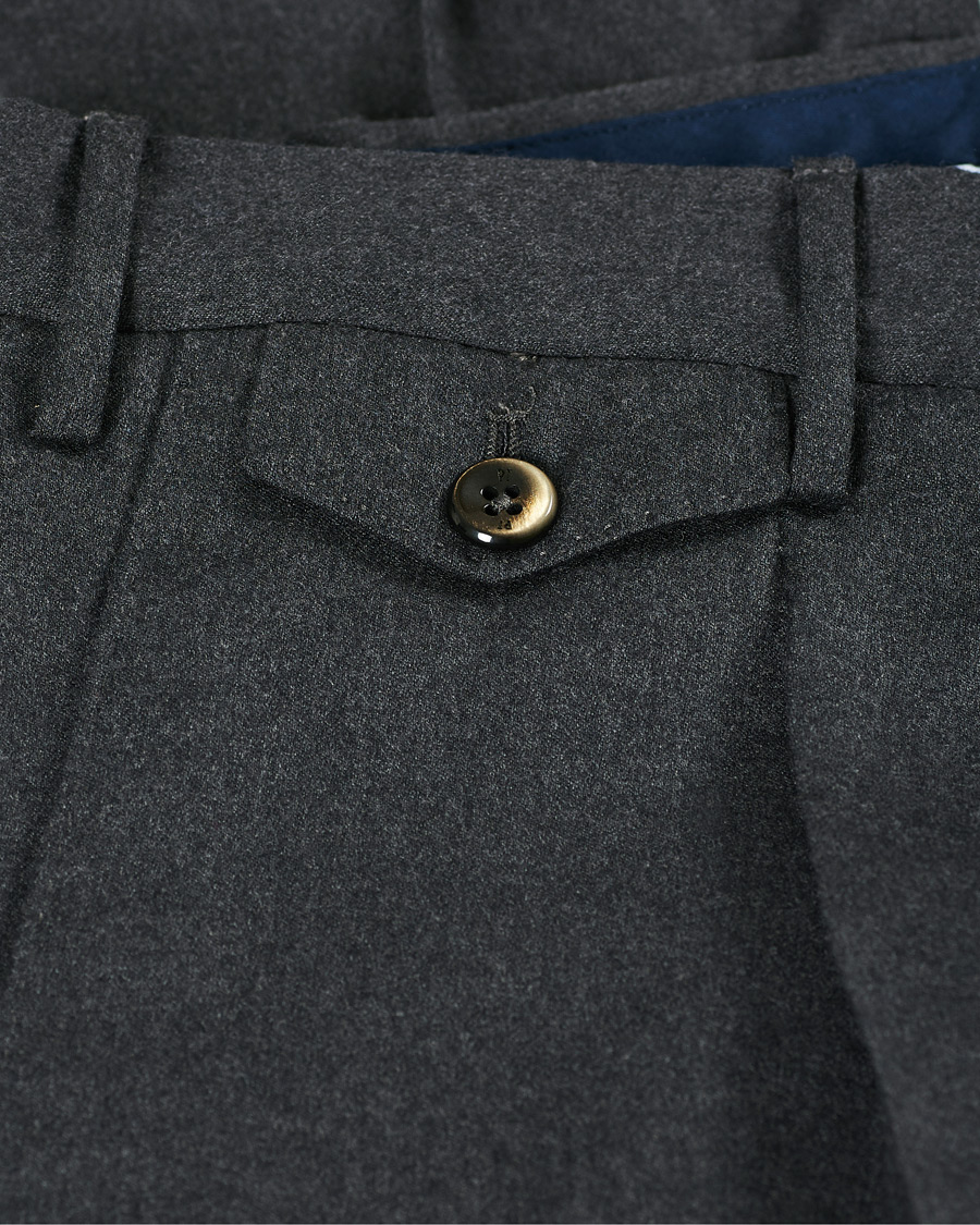 Homme | Pantalons | PT01 | Gentleman Fit Pleated Flannel Trousers Grey Melange