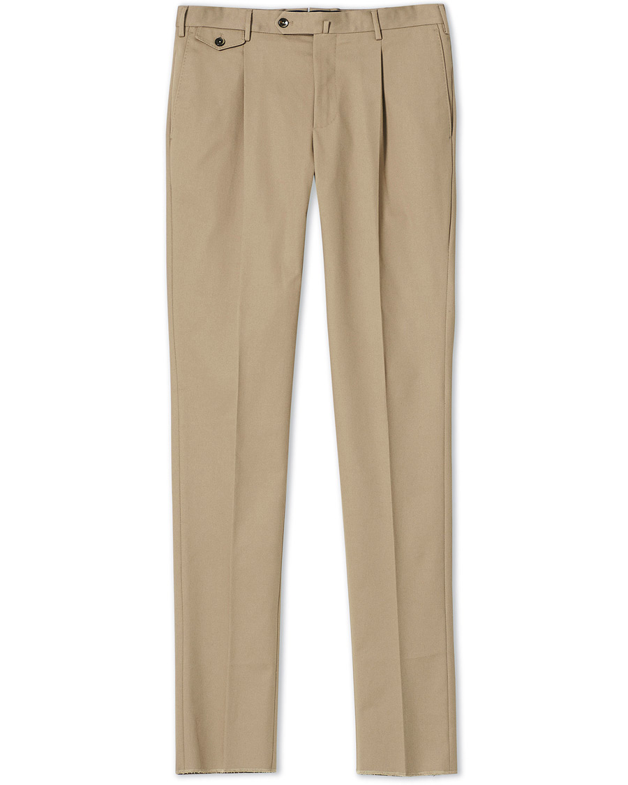Homme | Pantalons | PT01 | Gentleman Fit Pleated Cotton Trousers Beige