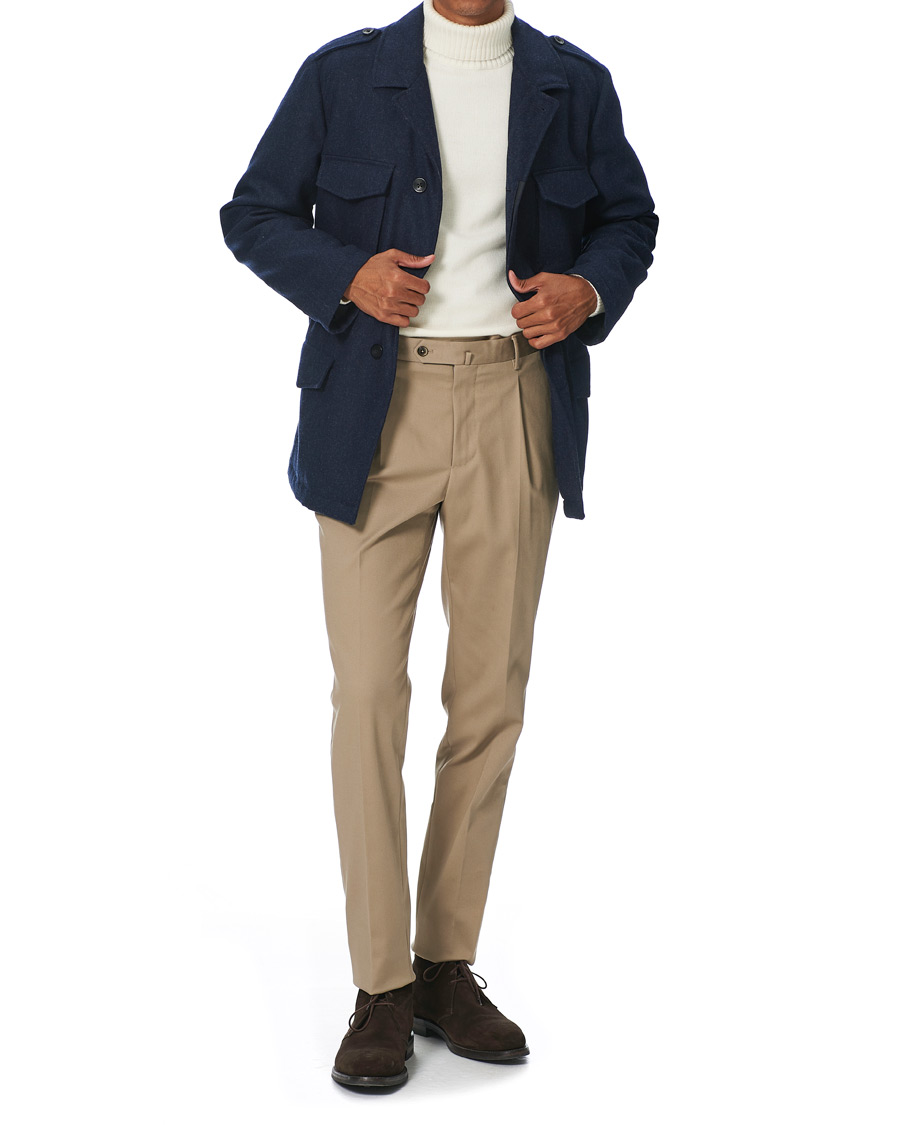 Homme | Pantalons | PT01 | Gentleman Fit Pleated Cotton Trousers Beige