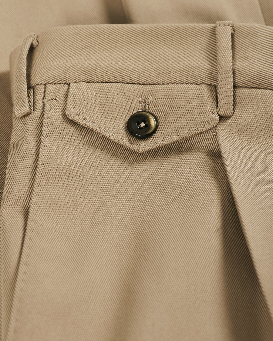 Homme | Pantalons | PT01 | Gentleman Fit Pleated Cotton Trousers Beige