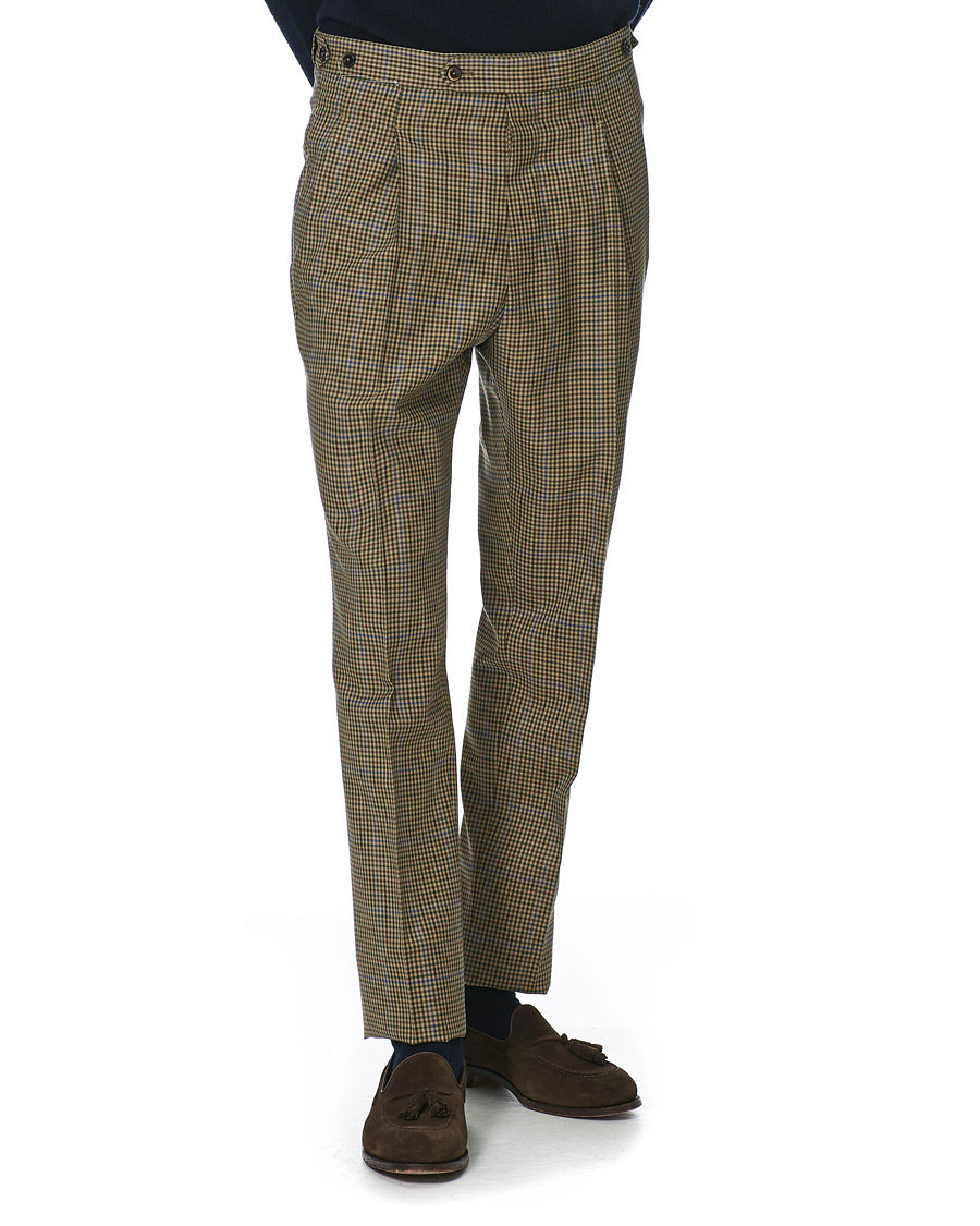 Homme | Pantalons | PT01 | Gentleman Fit Pleated Archive Wool Trousers Brown Check