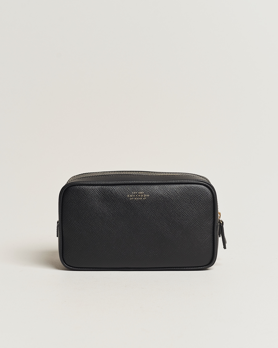 Heren | Tassen | Smythson | Panama Double Zip Washbag Black