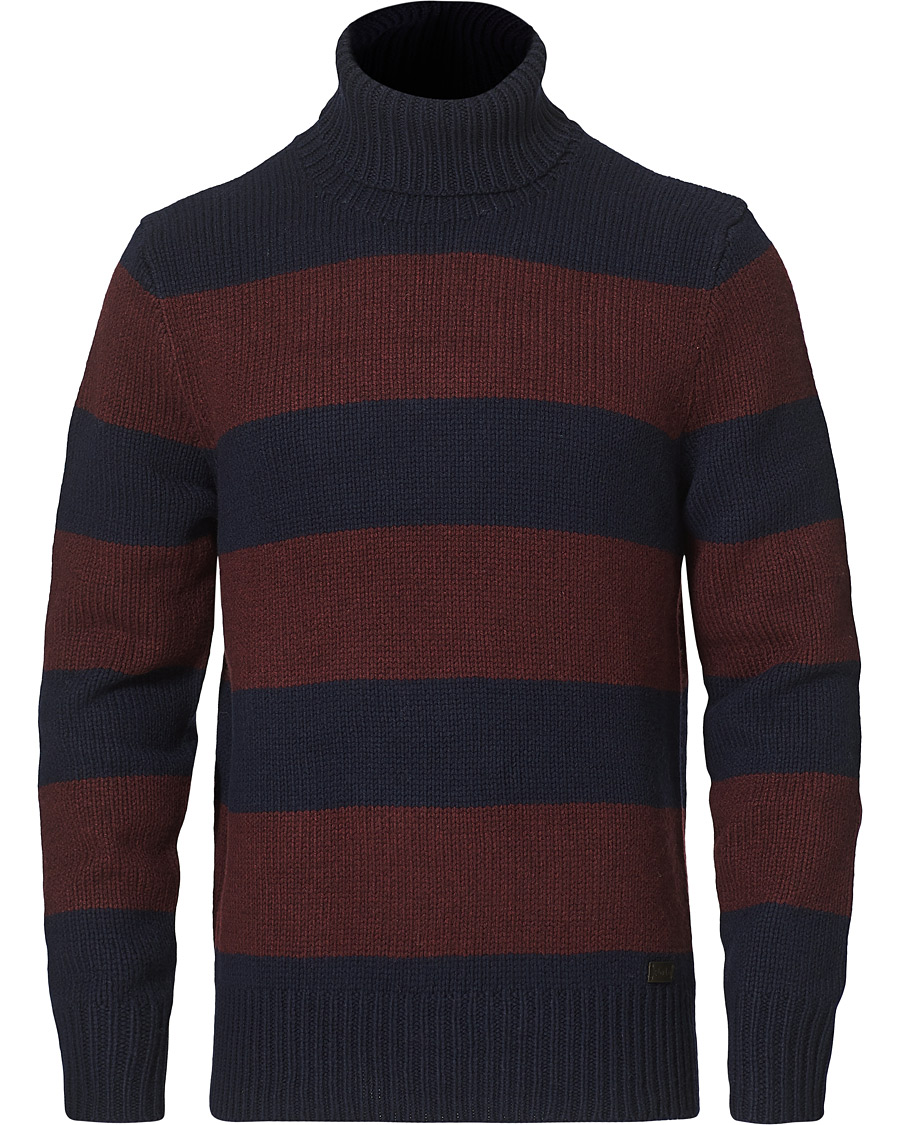 Homme | Pulls Et Tricots | Polo Ralph Lauren | Barstriped Knitted Turtleneck Wine/Navy