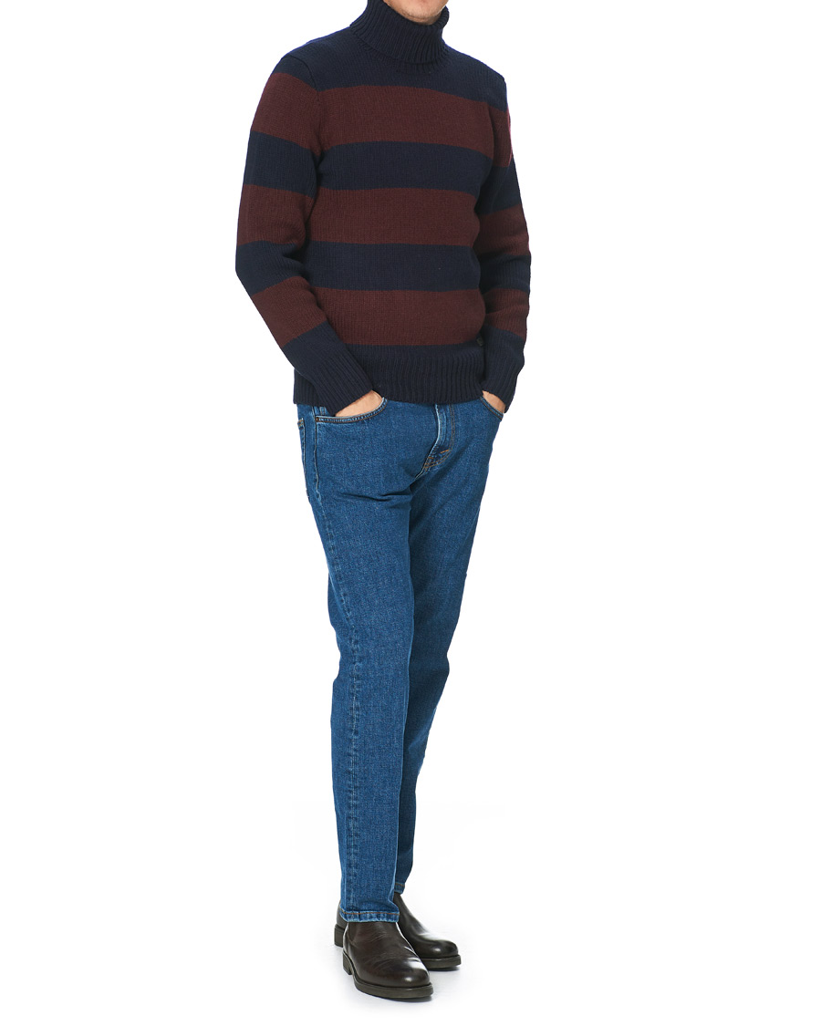 Homme | Pulls Et Tricots | Polo Ralph Lauren | Barstriped Knitted Turtleneck Wine/Navy