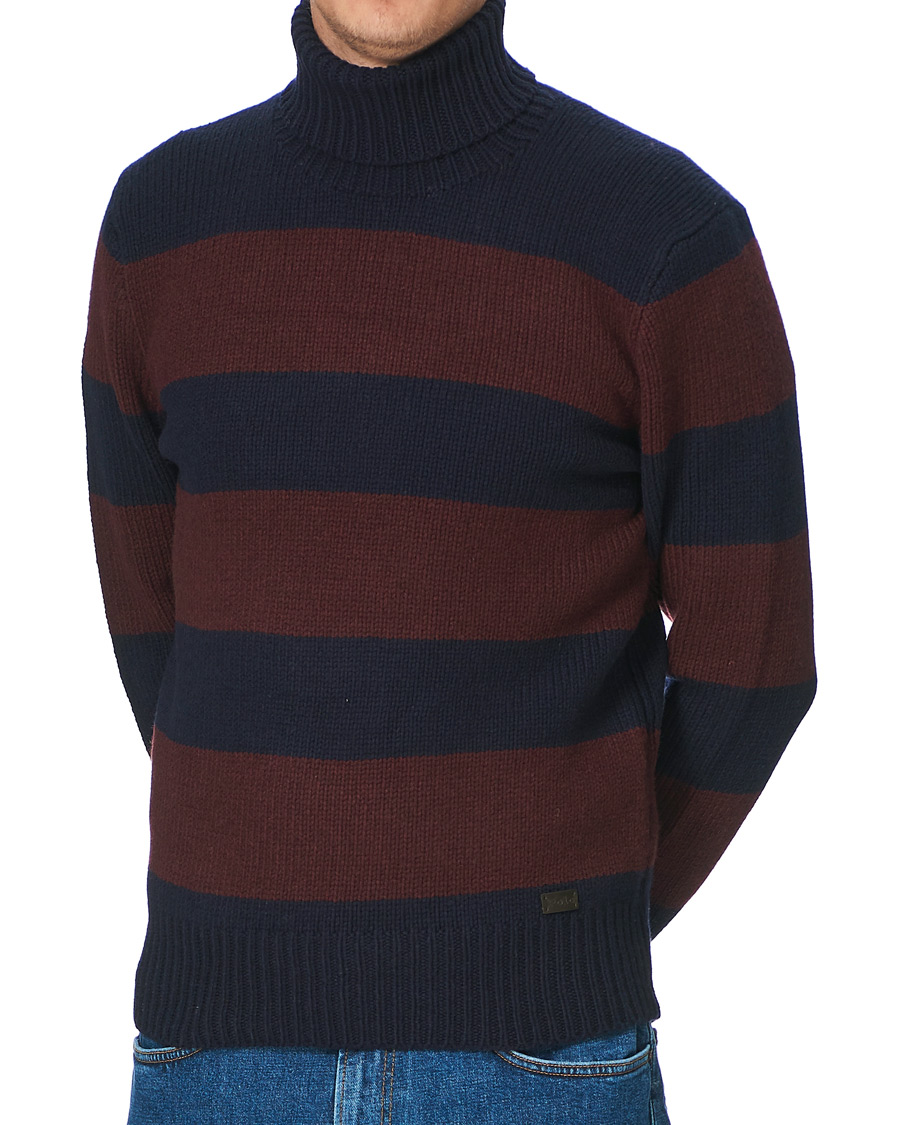 Homme | Pulls Et Tricots | Polo Ralph Lauren | Barstriped Knitted Turtleneck Wine/Navy