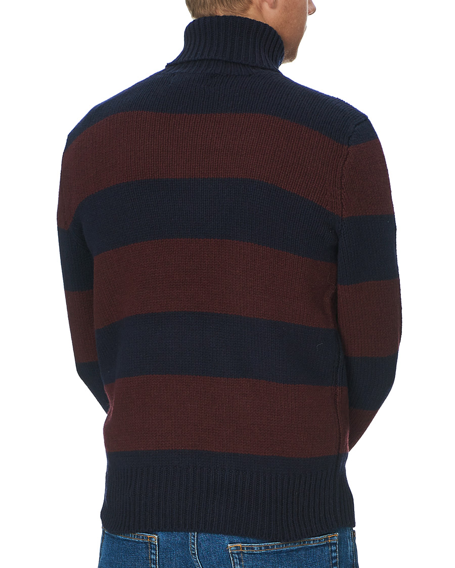 Homme | Pulls Et Tricots | Polo Ralph Lauren | Barstriped Knitted Turtleneck Wine/Navy