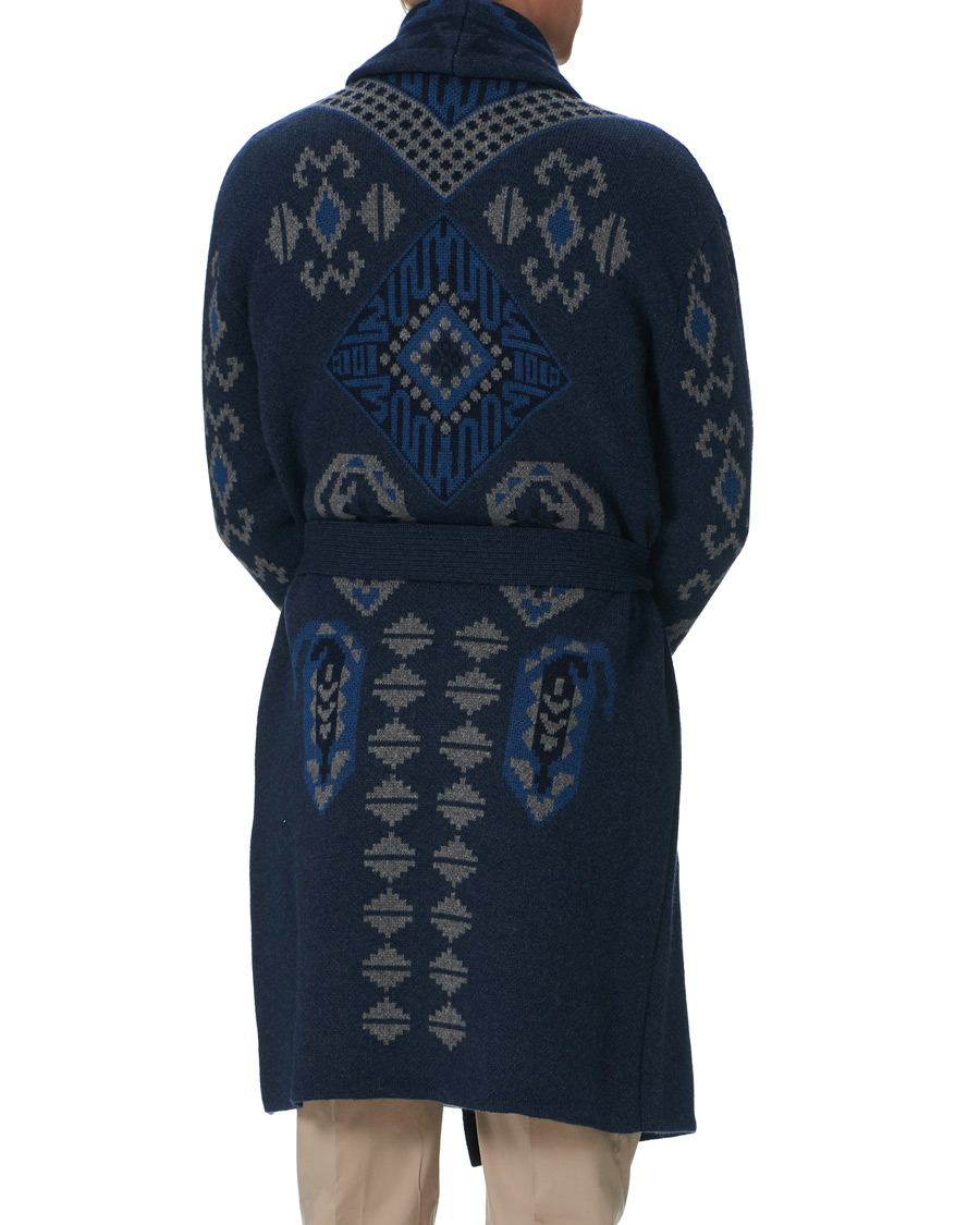 Homme | Peignoirs Et Pyjamas | Etro | Wool Jacquard Shawl Robe Navy