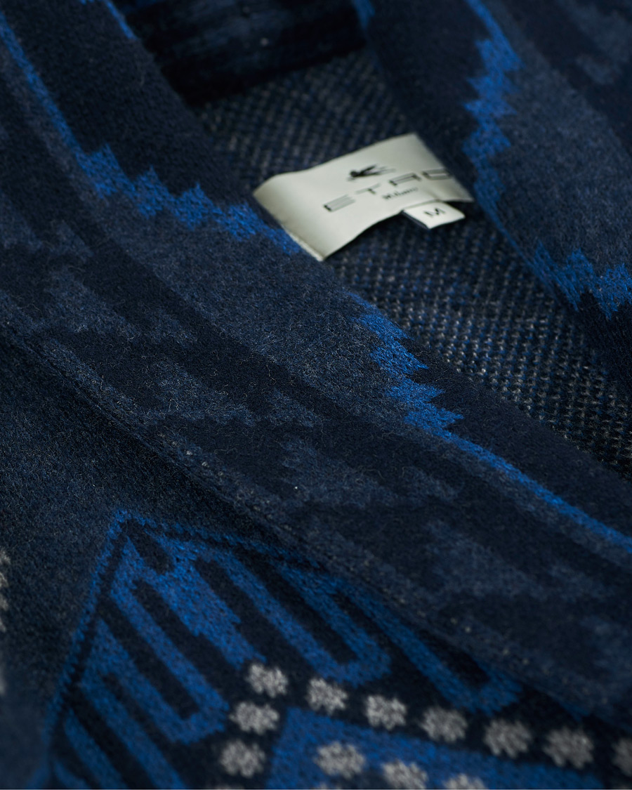 Homme | Peignoirs Et Pyjamas | Etro | Wool Jacquard Shawl Robe Navy