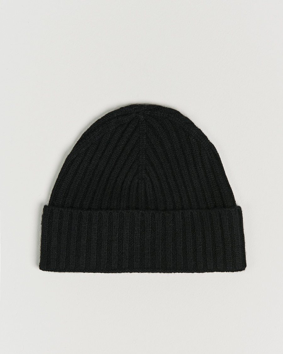 Homme | Amanda Christensen Rib Knitted Cashmere Cap Black | Amanda Christensen | Rib Knitted Cashmere Cap Black