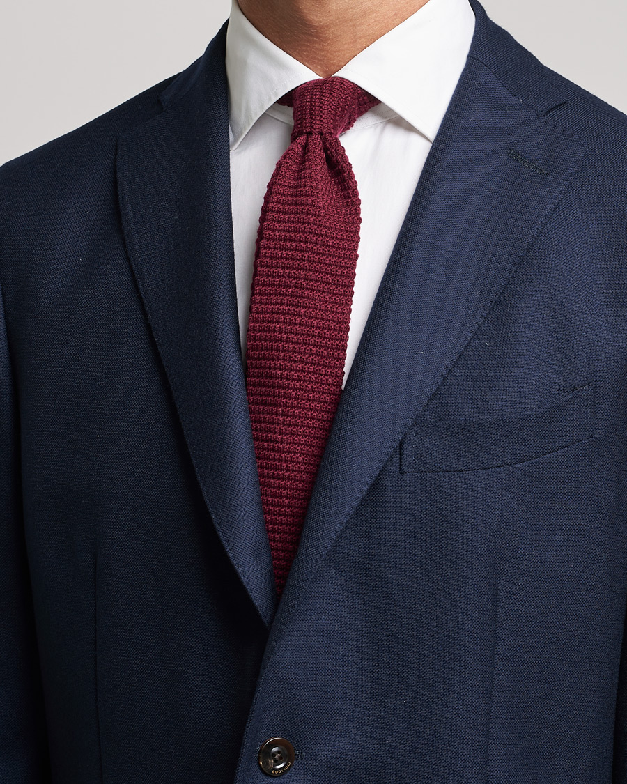 Homme | Amanda Christensen Wool Knitted 6cm Tie Wine | Amanda Christensen | Wool Knitted 6cm Tie Wine