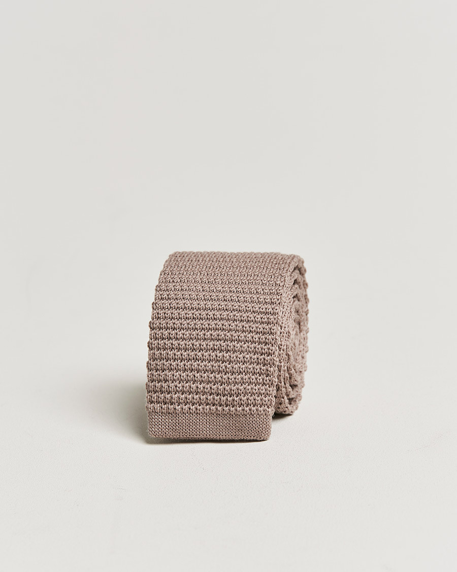 Homme | Amanda Christensen Wool Knitted 6cm Tie Beige | Amanda Christensen | Wool Knitted 6cm Tie Beige