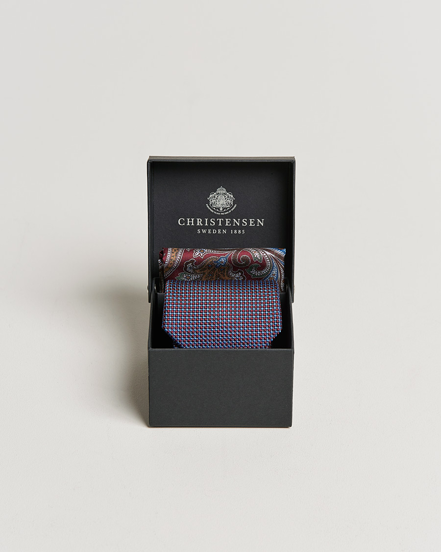 Homme | Amanda Christensen Box Set Silk 8 cm Paisley Tie And Pocket Square Wine | Amanda Christensen | Box Set Silk 8 cm Paisley Tie And Pocket Square Wine