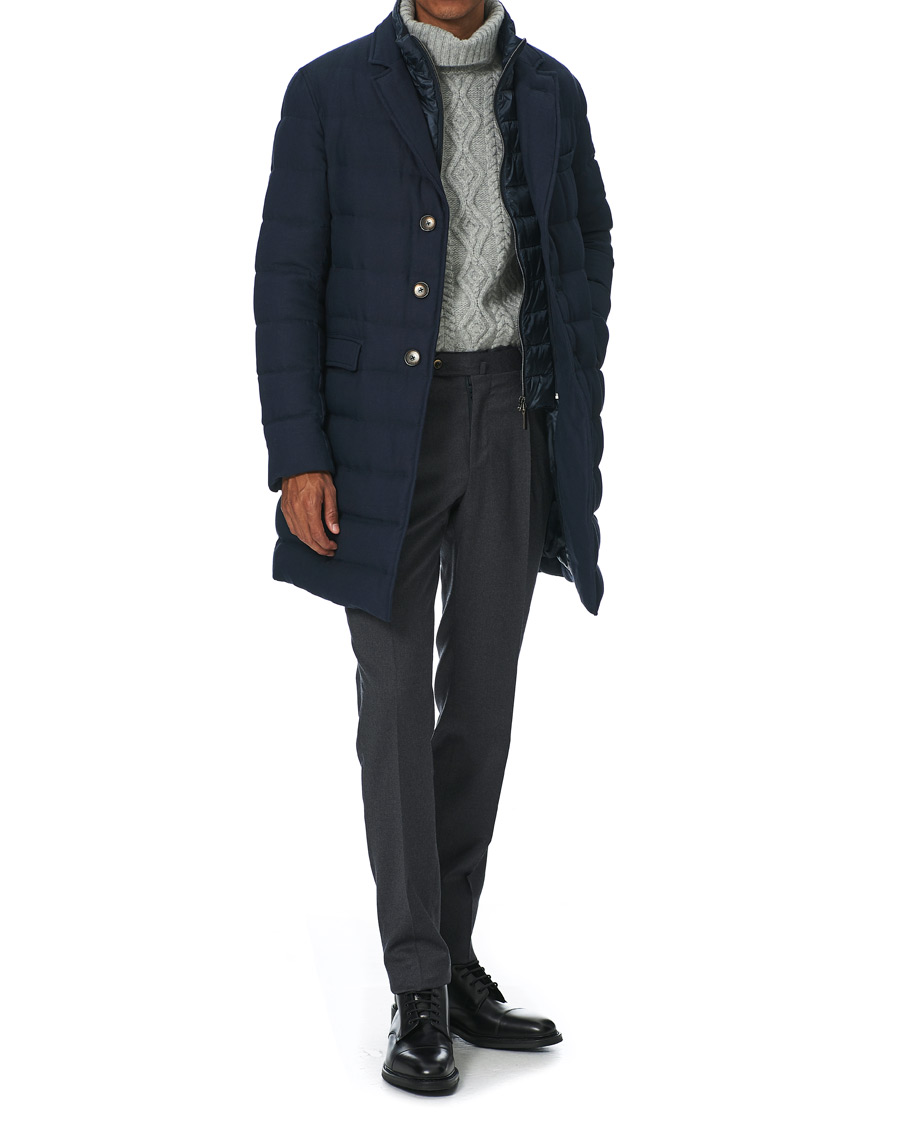 Homme | Manteaux Et Vestes | Herno | Flannel Long Down Jacket Navy