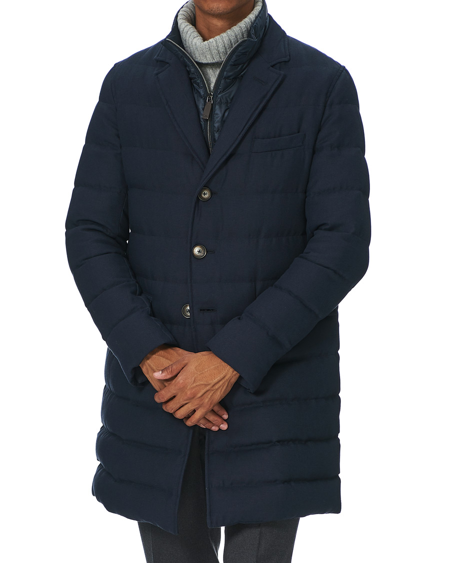 Homme | Manteaux Et Vestes | Herno | Flannel Long Down Jacket Navy
