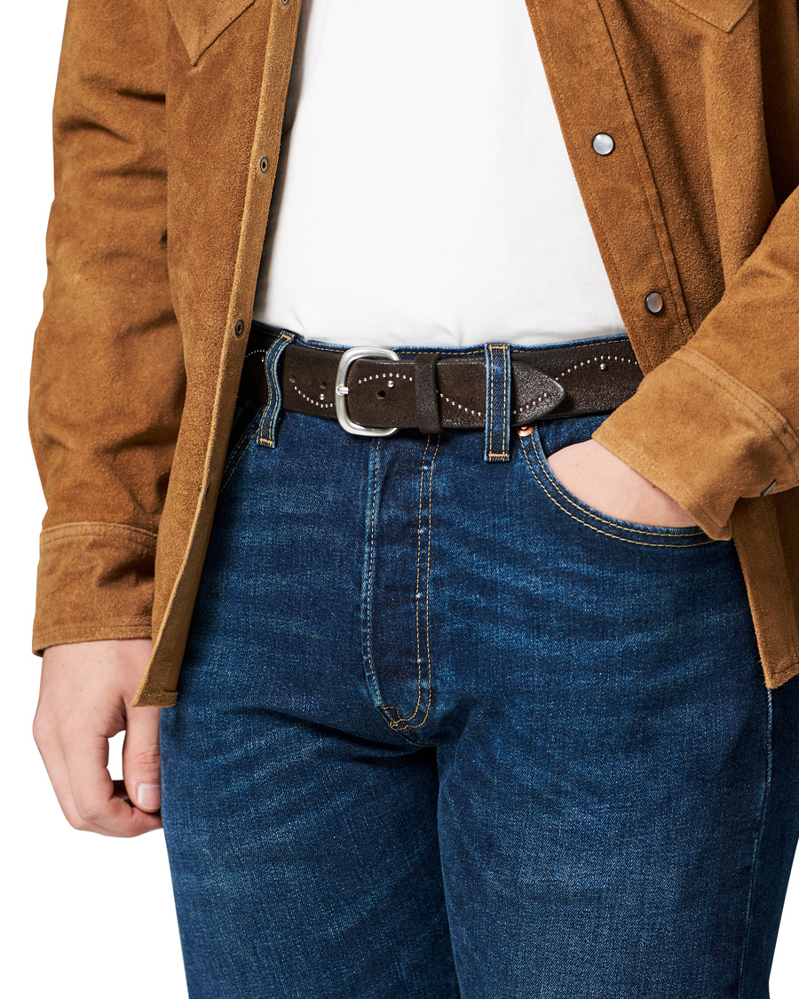 Homme | Orciani Suede Nit Belt 3,5 cm Dark Brown | Orciani | Suede Nit Belt 3,5 cm Dark Brown
