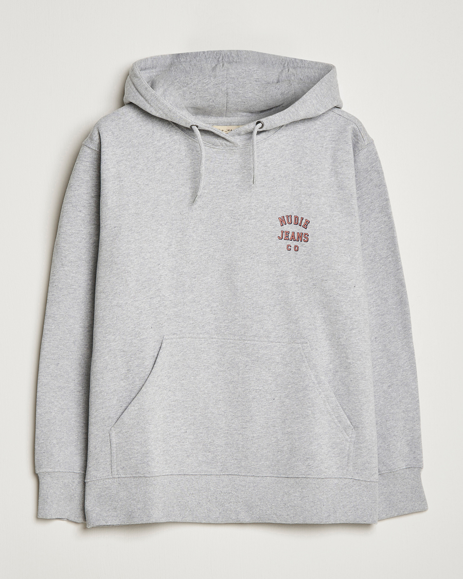 Homme | Pulls Et Tricots | Nudie Jeans | Franke Logo Hoodie Grey melange