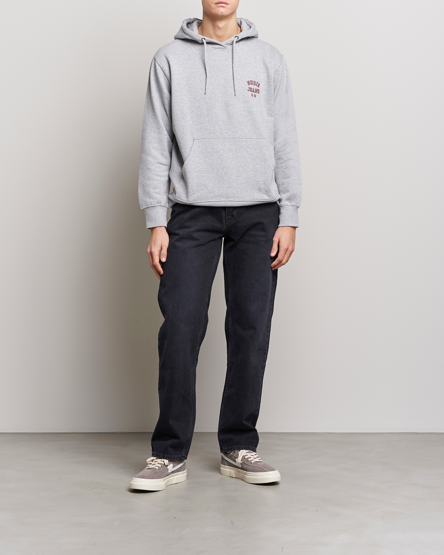 Homme | Pulls Et Tricots | Nudie Jeans | Franke Logo Hoodie Grey melange