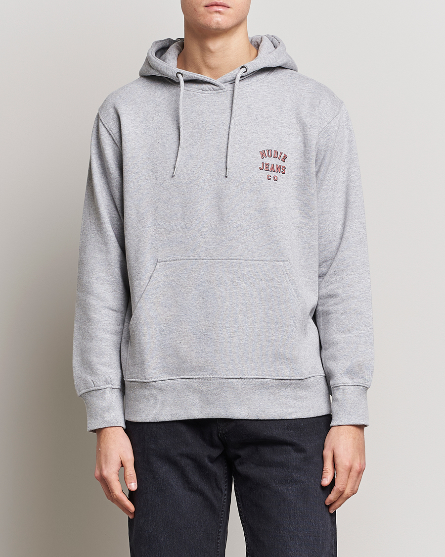 Homme | Pulls Et Tricots | Nudie Jeans | Franke Logo Hoodie Grey melange
