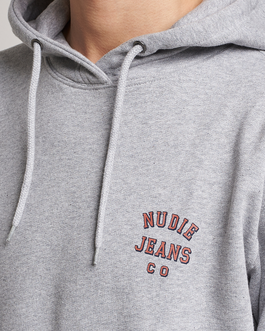 Homme | Pulls Et Tricots | Nudie Jeans | Franke Logo Hoodie Grey melange