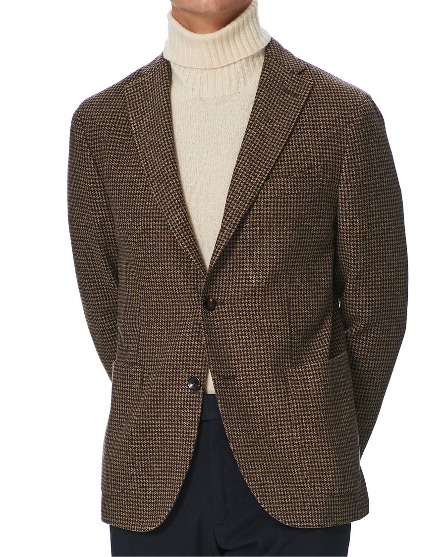 Homme | Blazers | Boglioli | K Jacket Houndstooth Blazer Brown