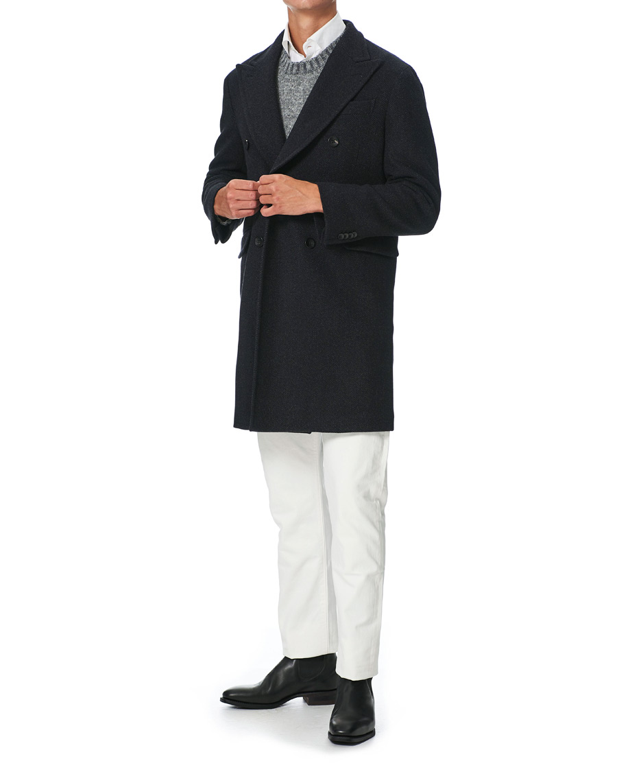 Homme | Manteaux Et Vestes | Boglioli | Double Breasted Herringbone Coat Dark Grey