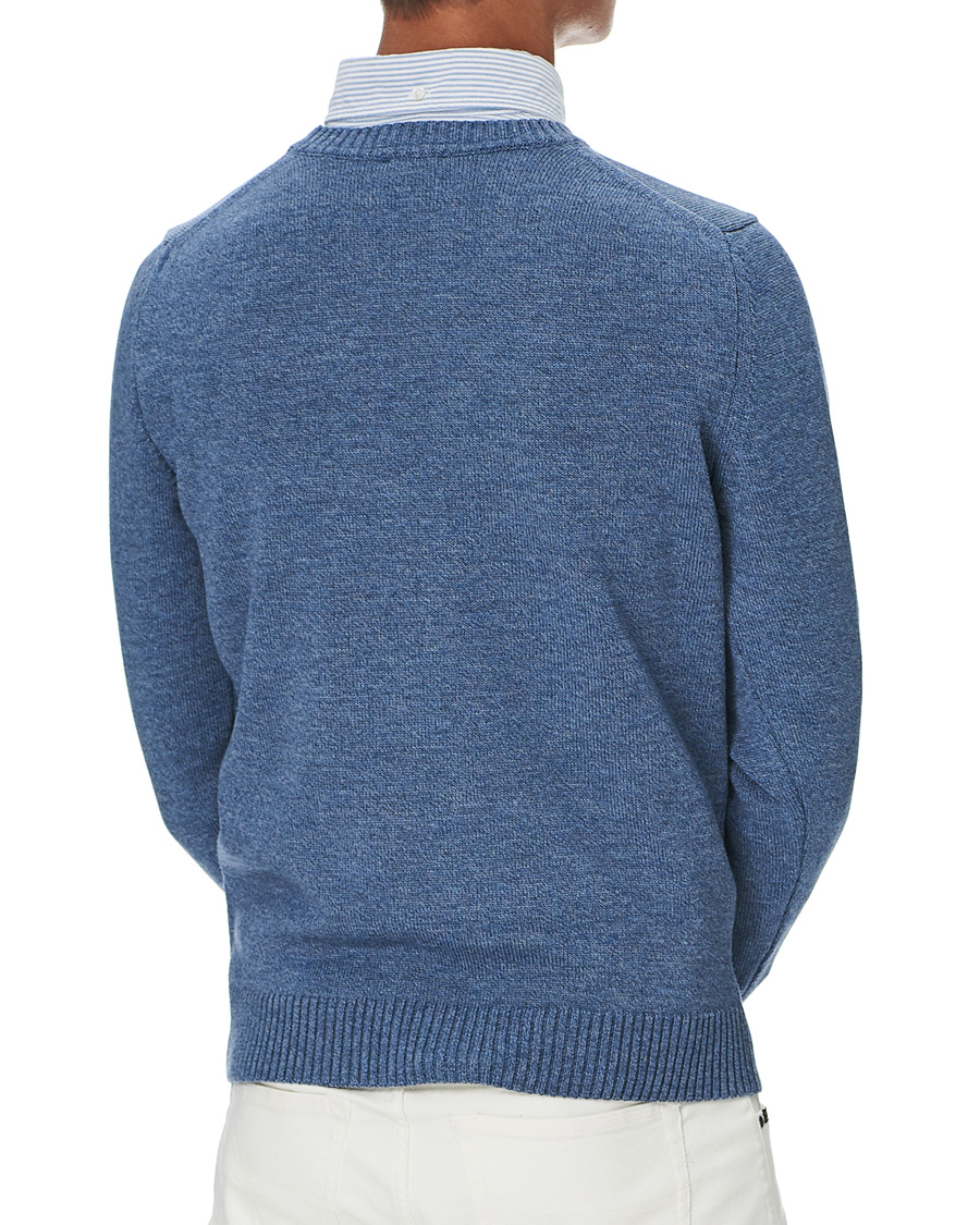 Homme | Pulls Et Tricots | Stenströms | Heavy Knitted Merino Crew Neck Blue Mouliné