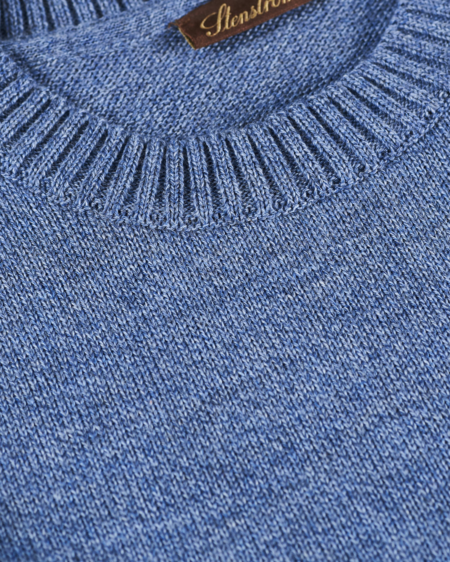 Homme | Pulls Et Tricots | Stenströms | Heavy Knitted Merino Crew Neck Blue Mouliné