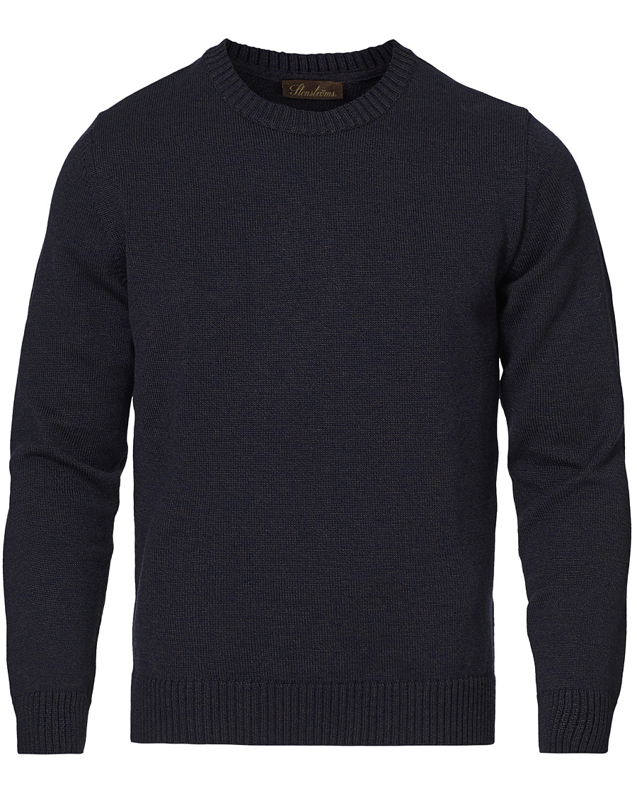 Homme | Pulls Et Tricots | Stenströms | Heavy Knitted Merino Crew Neck Brown/Blue Mouliné