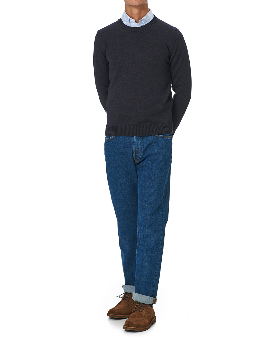 Homme | Pulls Et Tricots | Stenströms | Heavy Knitted Merino Crew Neck Brown/Blue Mouliné