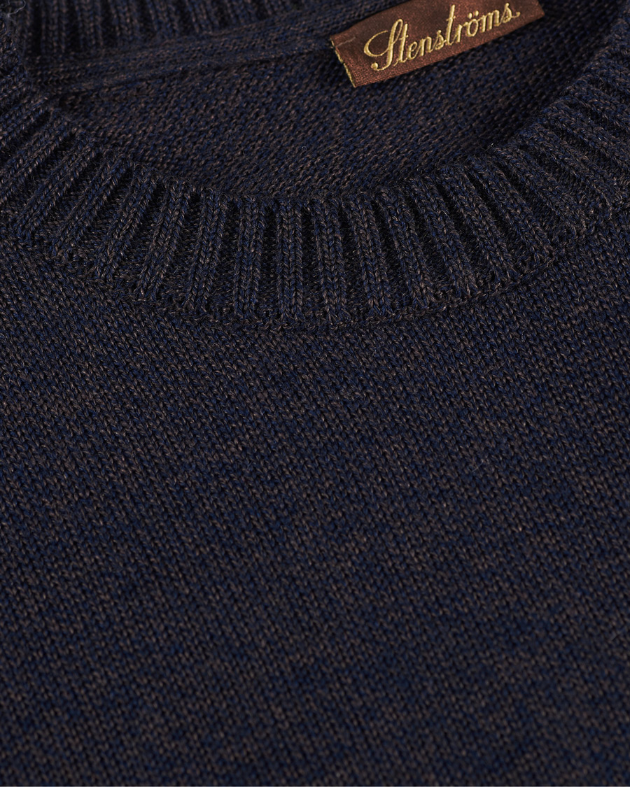 Homme | Pulls Et Tricots | Stenströms | Heavy Knitted Merino Crew Neck Brown/Blue Mouliné