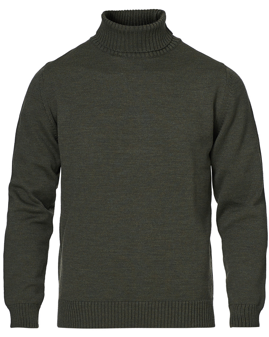 Homme | Pulls Et Tricots | Stenströms | Heavy Knitted Merino Rollneck Forest Green