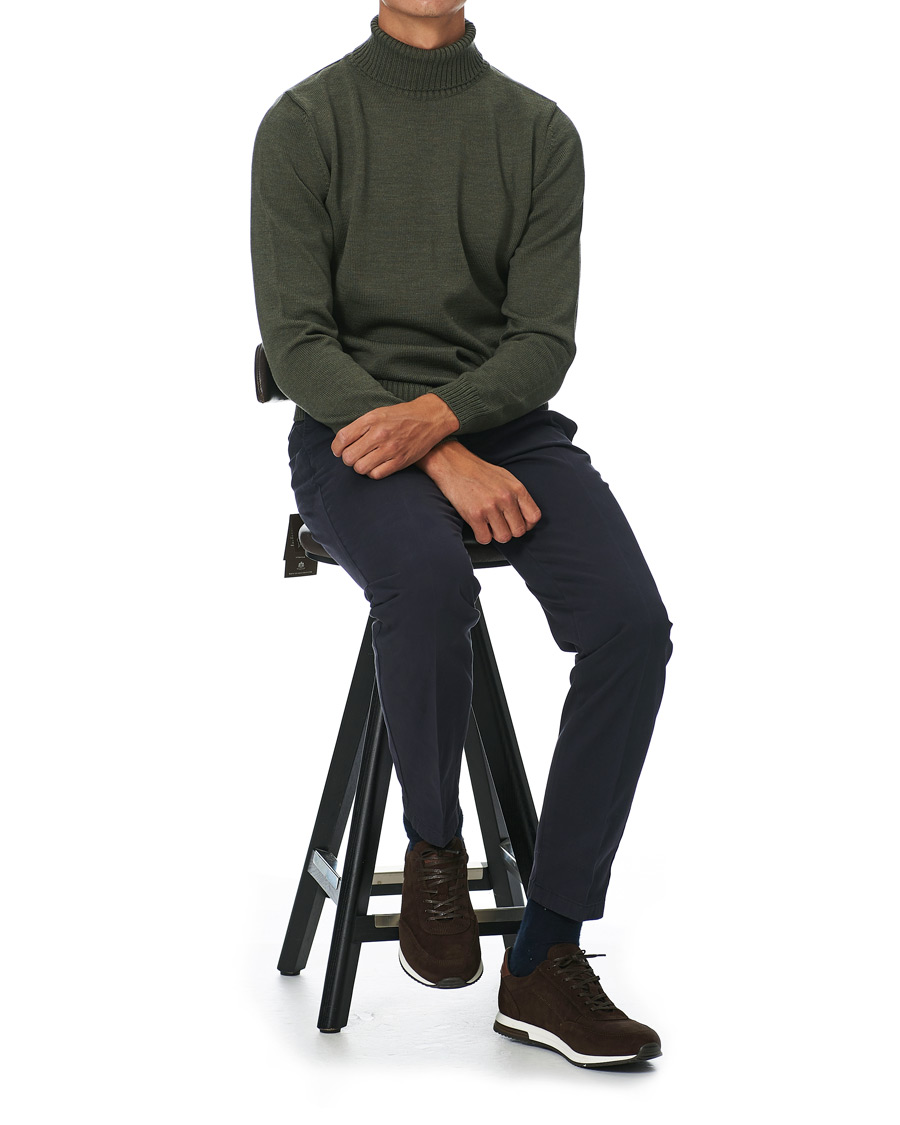 Homme | Pulls Et Tricots | Stenströms | Heavy Knitted Merino Rollneck Forest Green