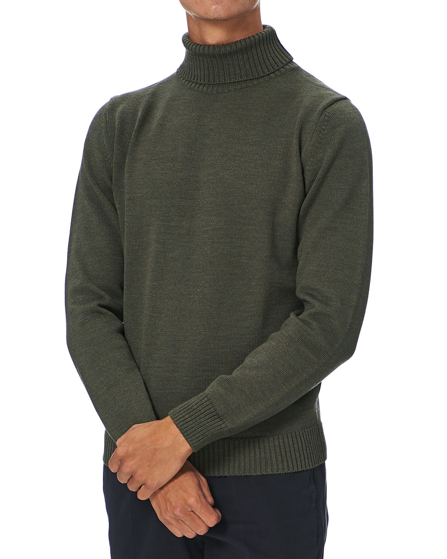 Homme | Pulls Et Tricots | Stenströms | Heavy Knitted Merino Rollneck Forest Green